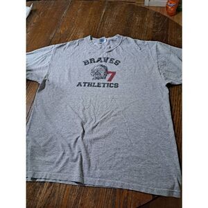 Vintage XL Braves Athletics Optima Short Sleeve Crew Neck Pullover Tee Tshirt